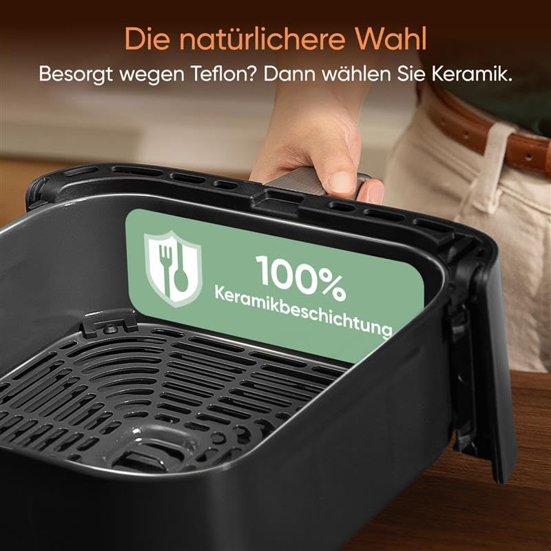 COSORI Turbo Tower Pro Smart Heißluftfritteuse, 10,8L Keramikbeschichtung, DualBlaze-Technologie und WLAN-Steuerung, Silbergrau