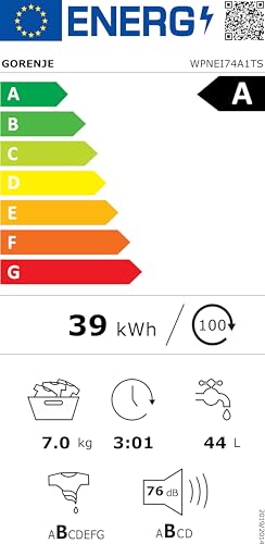 Gorenje WPNEI74A1TS Waschmaschine mit Dampffunktion/ConnectLife / 7Kg / 1400 U/min / 15 Programme/Totaler AquaStop
