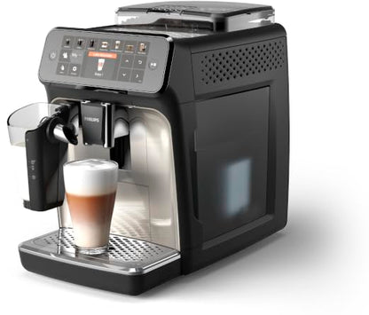 Philips 5400 Series Fully Automatic Coffee Machine - LatteGo, 12 Drinks, Milk Frother, Touchscreen, 4 Profiles, Chrome Finish (EP5447/90)
