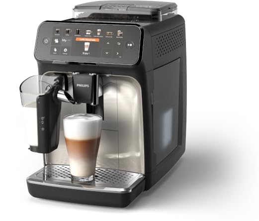 Philips 5400 Series Fully Automatic Coffee Machine - LatteGo, 12 Drinks, Milk Frother, Touchscreen, 4 Profiles, Chrome Finish (EP5447/90)