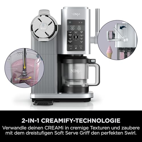 Ninja CREAMi Scoop & Swirl Eismaschine mit 2 Behältern, 13 Funktionen, für Eiscreme, Softeis, Gelato, Sorbet