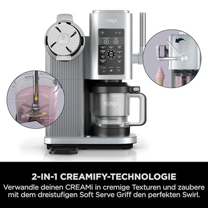 Ninja CREAMi Scoop & Swirl Eismaschine mit 2 Behältern, 13 Funktionen, für Eiscreme, Softeis, Gelato, Sorbet