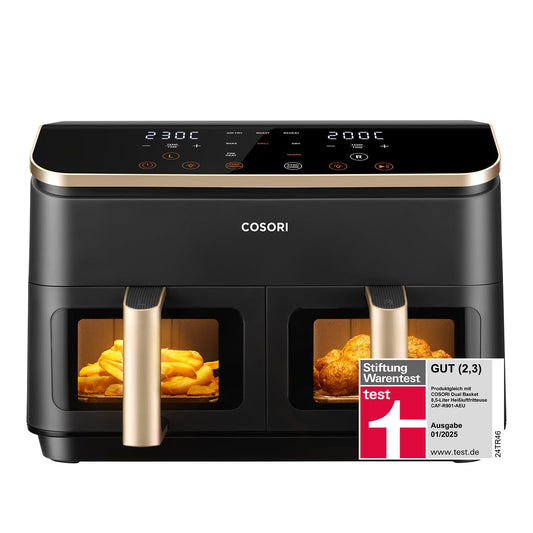 COSORI Heißluftfritteuse 2 Kammern, Airfryer Testsieger der Stiftung Warentest, 6-in-1 Dual Zone Heißluftfritteuse 8,5 L