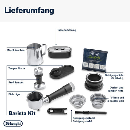De'Longhi Siebträgermaschine La Specialista Arte EC9155.MB, Espressomaschine mit Mahlwerk, 8 Mahlgradeinstellungen, 15 Bar, 3 Temperaturen
