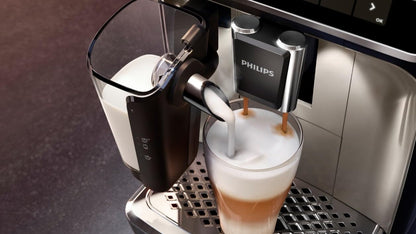 Philips 5400 Series Fully Automatic Coffee Machine - LatteGo, 12 Drinks, Milk Frother, Touchscreen, 4 Profiles, Chrome Finish (EP5447/90)