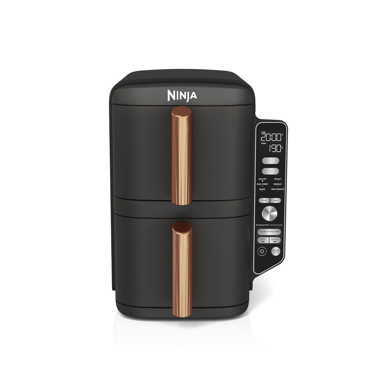 Ninja Double Stack XL Hot Air Fryer, 2 vertical drawers, 4 cooking levels, 2 inserts, space-saving design, 9.5 L