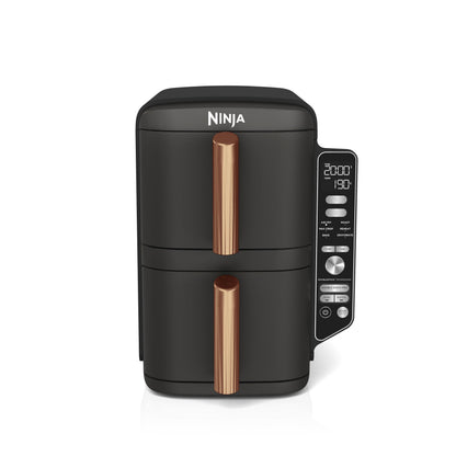 Ninja Double Stack XL Hot Air Fryer, 2 vertical drawers, 4 cooking levels, 2 inserts, space-saving design, 9.5 L