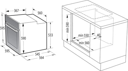 Gorenje Built-in Oven Set Hot Air Inox Set 4 with Ceramic Hob / 77 Liter / ExtraSteam