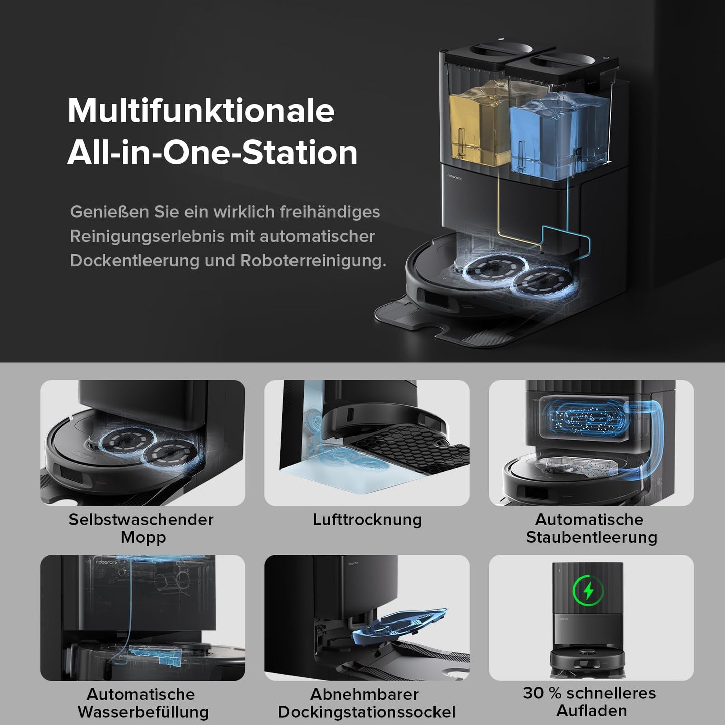 roborock Qrevo Serie Saugroboter mit Wischfunktion, 8000Pa Saugkraft (verbessert von Qrevo S), Anti-Verfilzungs-Seitenbürste