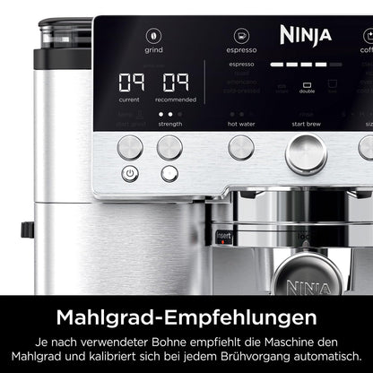 Ninja Luxe Premier 3-in-1 Kaffeemaschine mit Mahlwerk und Aufschäumer für Latte, Cappuccino, Cold Brew & Espresso