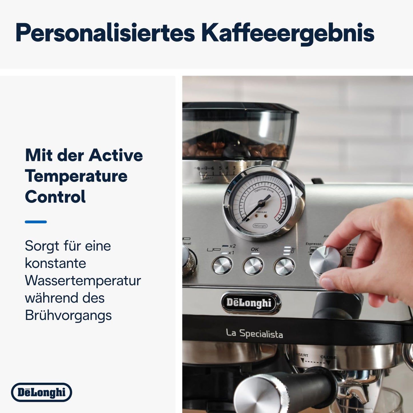 De'Longhi Siebträgermaschine La Specialista Arte EC9155.MB, Espressomaschine mit Mahlwerk, 8 Mahlgradeinstellungen, 15 Bar, 3 Temperaturen