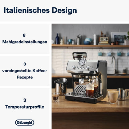 De'Longhi Siebträgermaschine La Specialista Arte EC9155.MB, Espressomaschine mit Mahlwerk, 8 Mahlgradeinstellungen, 15 Bar, 3 Temperaturen