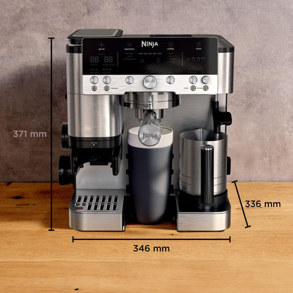 Ninja Luxe Premier 3-in-1 Kaffeemaschine mit Mahlwerk und Aufschäumer für Latte, Cappuccino, Cold Brew & Espresso