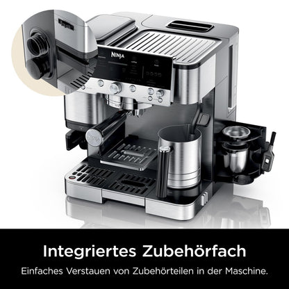 Ninja Luxe Premier 3-in-1 Kaffeemaschine mit Mahlwerk und Aufschäumer für Latte, Cappuccino, Cold Brew & Espresso