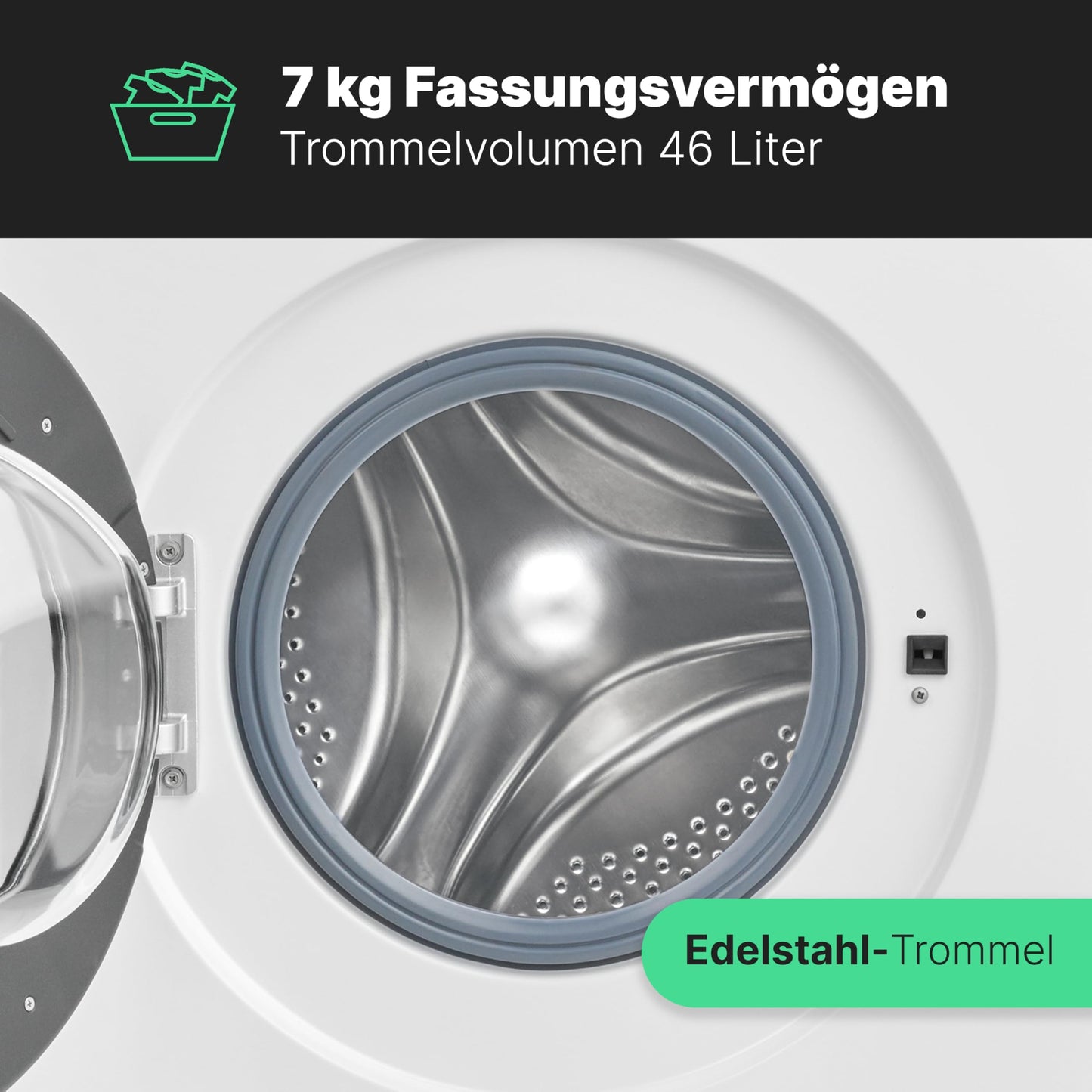Bomann® Waschmaschine 7kg | max. 1400 U/min | 10 Jahre Motorgarantie | effizienter, leiser & langlebiger Invertermotor