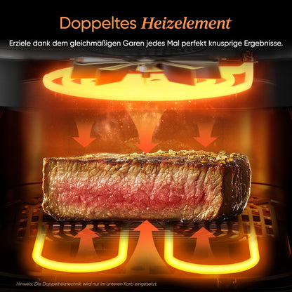 COSORI Turbo Tower Pro Smart Heißluftfritteuse, 10,8L Keramikbeschichtung, DualBlaze-Technologie und WLAN-Steuerung, Silbergrau