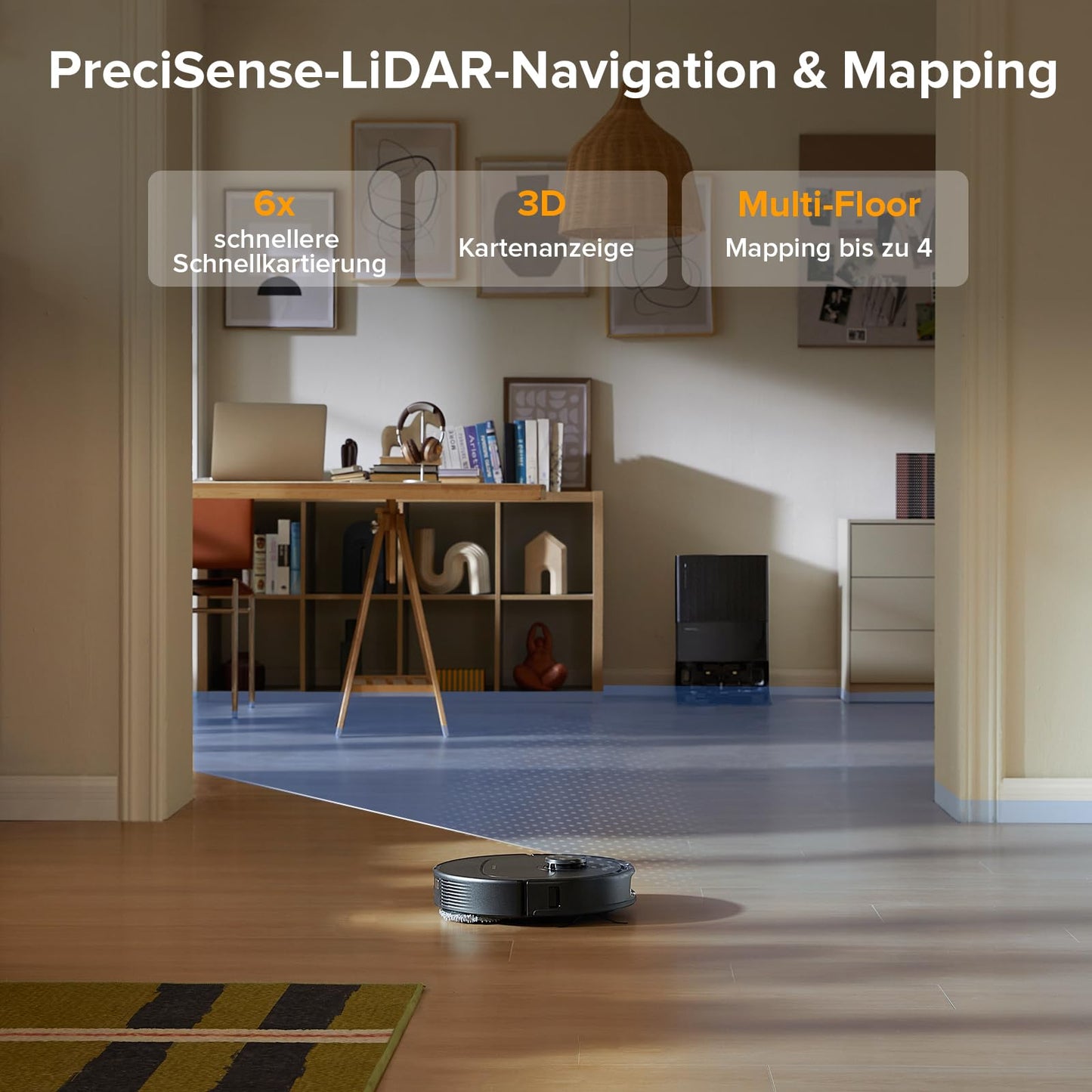 roborock Qrevo Serie Saugroboter mit Wischfunktion, 8000Pa Saugkraft (verbessert von Qrevo S), Anti-Verfilzungs-Seitenbürste