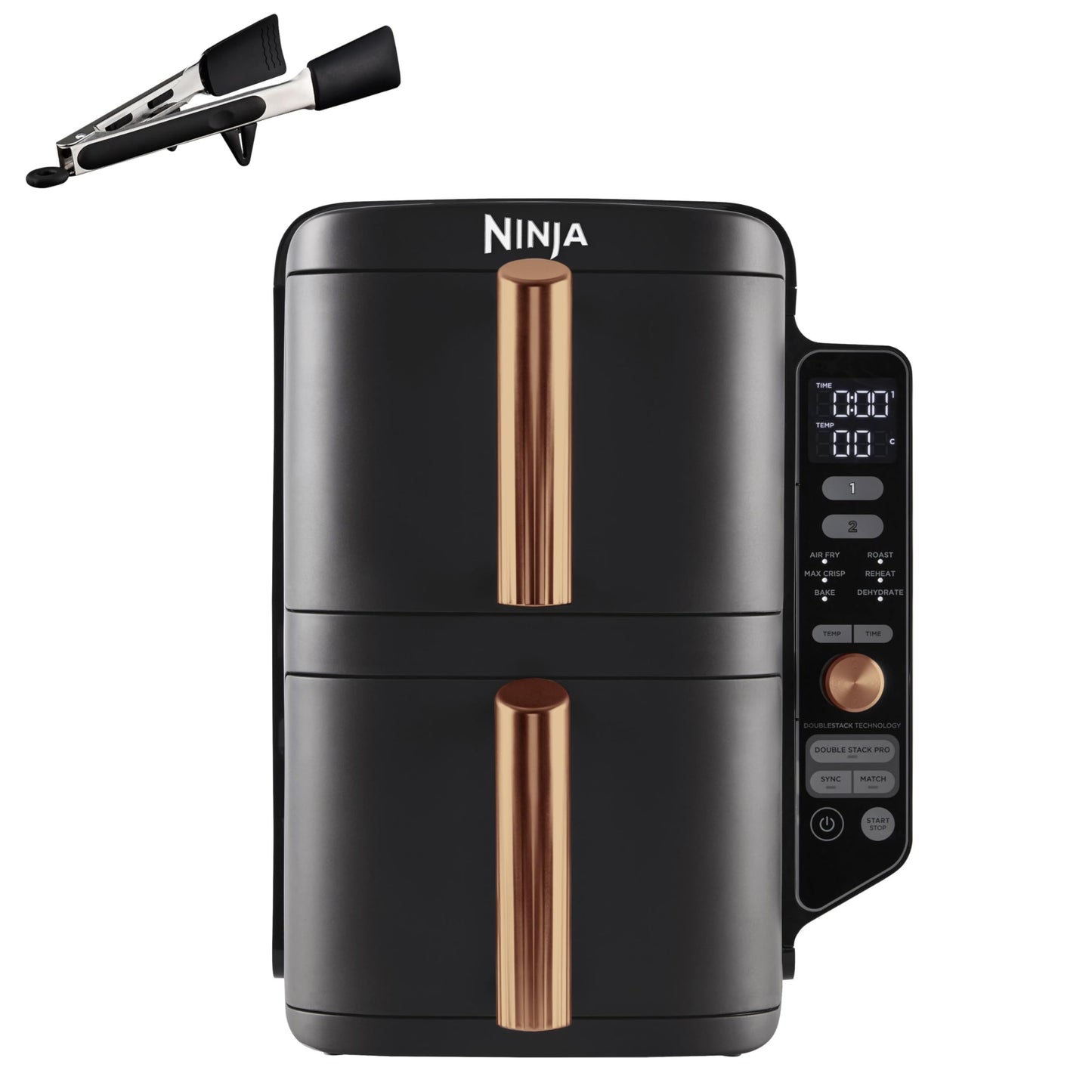 Ninja Double Stack XL Hot Air Fryer, 2 vertical drawers, 4 cooking levels, 2 inserts, space-saving design, 9.5 L