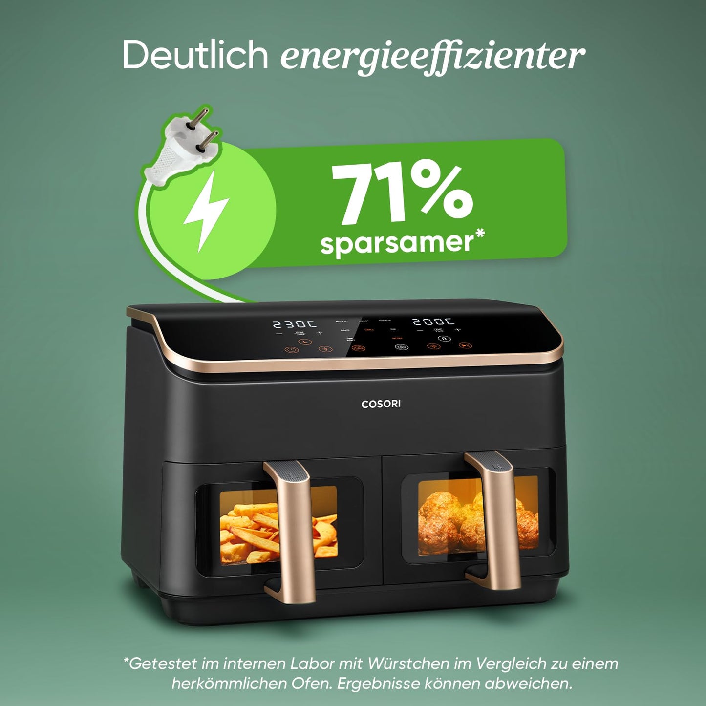 COSORI Heißluftfritteuse 2 Kammern, Airfryer Testsieger der Stiftung Warentest, 6-in-1 Dual Zone Heißluftfritteuse 8,5 L