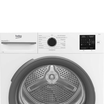 Beko BM3T37210W1 Tumble Dryer, 7 kg, Front Loader Heat Pump Dryer, 15 Programs, Sensor Drying, Stackable