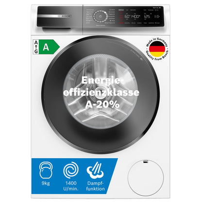 Bosch WGB244040 Serie 8 Smarte Waschmaschine, 9 kg, 1400 U/Min, Made in Germany, Active Water Plus Energie- und Wasserersparnis
