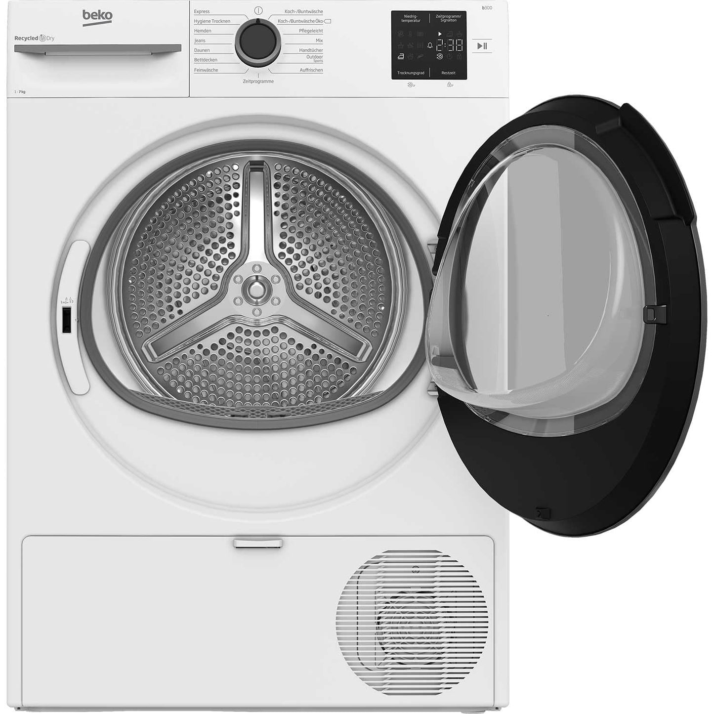 Beko BM3T37210W1 Tumble Dryer, 7 kg, Front Loader Heat Pump Dryer, 15 Programs, Sensor Drying, Stackable