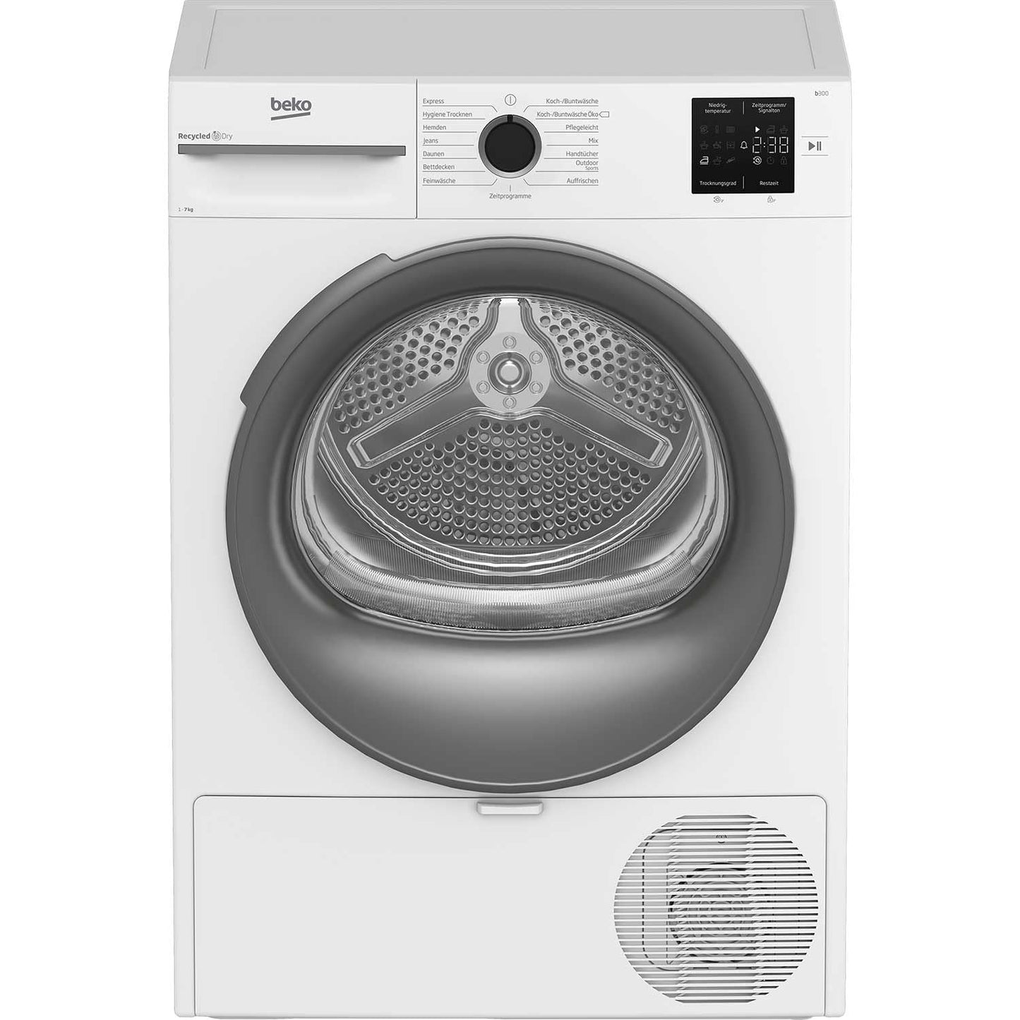 Beko BM3T37210W1 Tumble Dryer, 7 kg, Front Loader Heat Pump Dryer, 15 Programs, Sensor Drying, Stackable