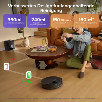 roborock Q10 S5+ Set Saugroboter mit Wischfunktion, 10.000 Pa HyperForce Saugkraft, Dual Anti-Tangle System