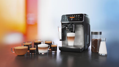 Philips 5400 Series Fully Automatic Coffee Machine - LatteGo, 12 Drinks, Milk Frother, Touchscreen, 4 Profiles, Chrome Finish (EP5447/90)