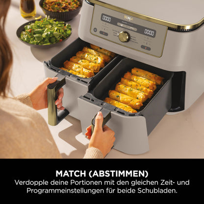 Ninja Foodi Dual Zone Heißluftfritteuse, 2 Schubladen, 6-in-1, 9,5L, Heißluft-Frittieren, Max Crisp, Braten