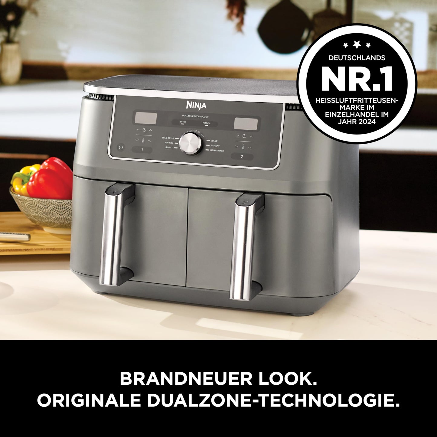 Ninja Dual Zone Digital Air Fryer, 2 Drawers, 6-in-1, Air Fryer, 9.5L, Air Frying, Max Crisp, Roasting, Baking