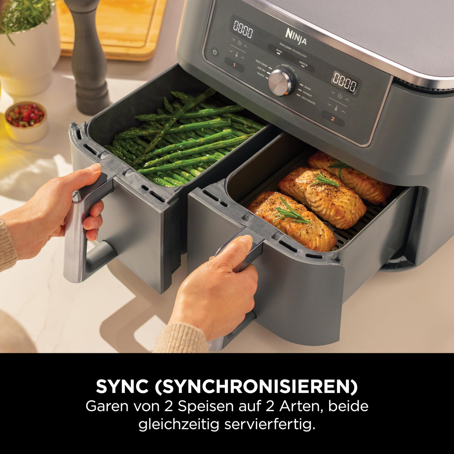 Ninja Dual Zone Digital Air Fryer, 2 Drawers, 6-in-1, Air Fryer, 9.5L, Air Frying, Max Crisp, Roasting, Baking