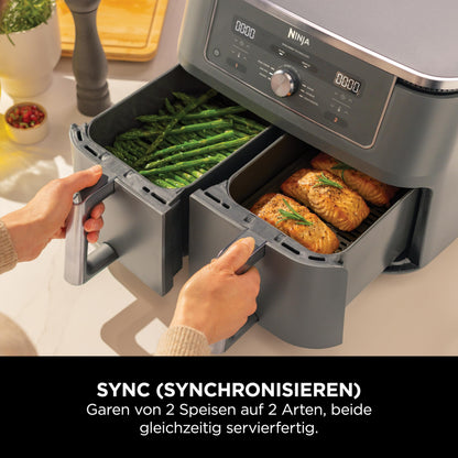 Ninja Dual Zone Digital Air Fryer, 2 Drawers, 6-in-1, Air Fryer, 9.5L, Air Frying, Max Crisp, Roasting, Baking