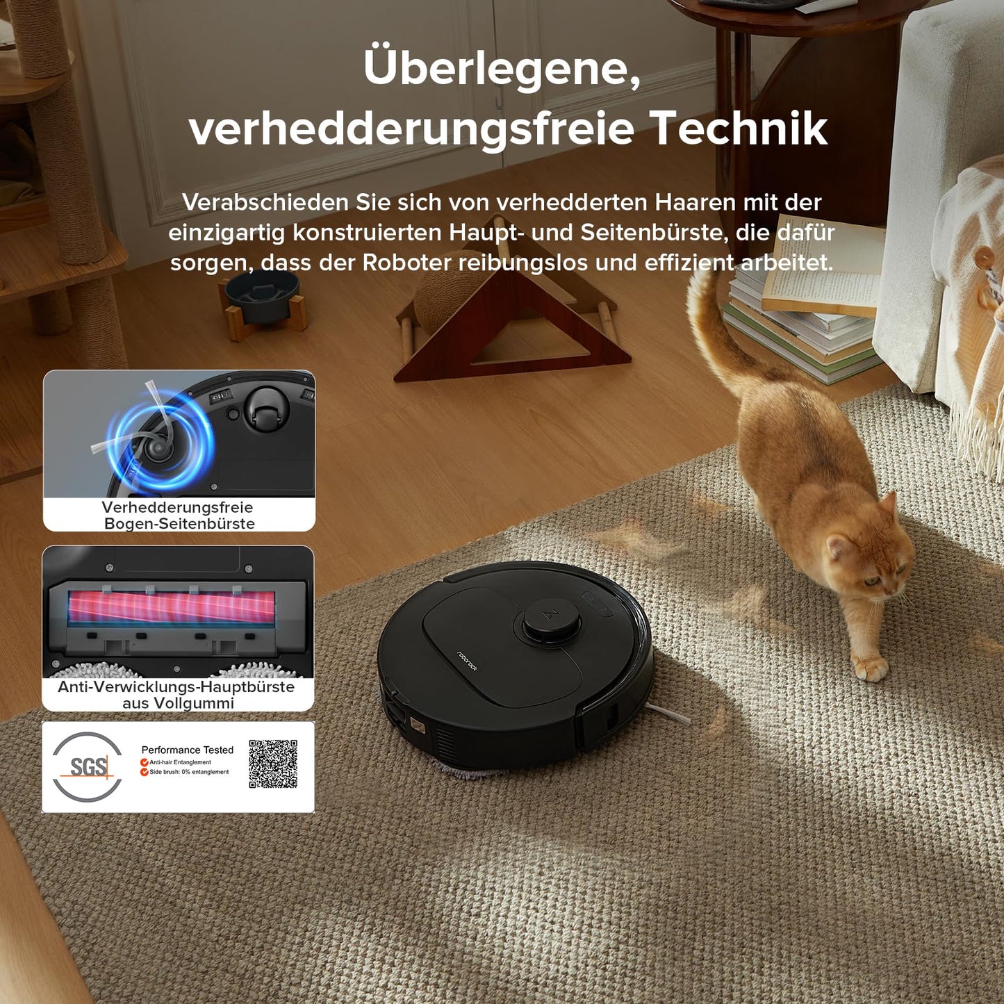 roborock Qrevo Serie Saugroboter mit Wischfunktion, 8000Pa Saugkraft (verbessert von Qrevo S), Anti-Verfilzungs-Seitenbürste