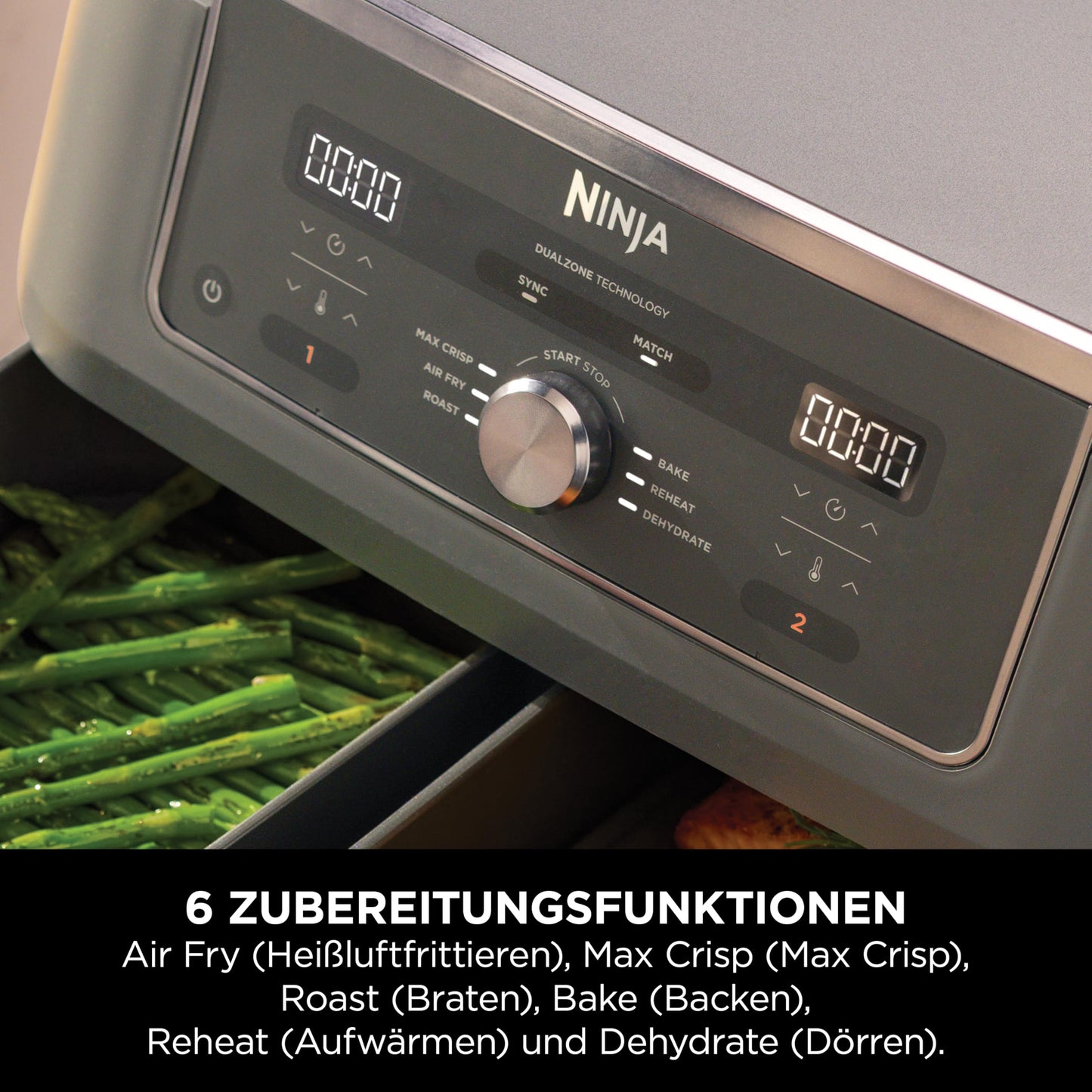 Ninja Dual Zone Digital Air Fryer, 2 Drawers, 6-in-1, Air Fryer, 9.5L, Air Frying, Max Crisp, Roasting, Baking