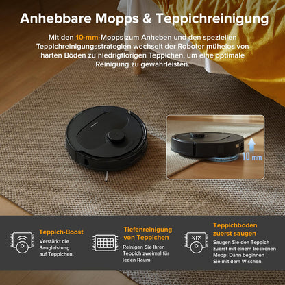 roborock Qrevo Serie Saugroboter mit Wischfunktion, 8000Pa Saugkraft (verbessert von Qrevo S), Anti-Verfilzungs-Seitenbürste