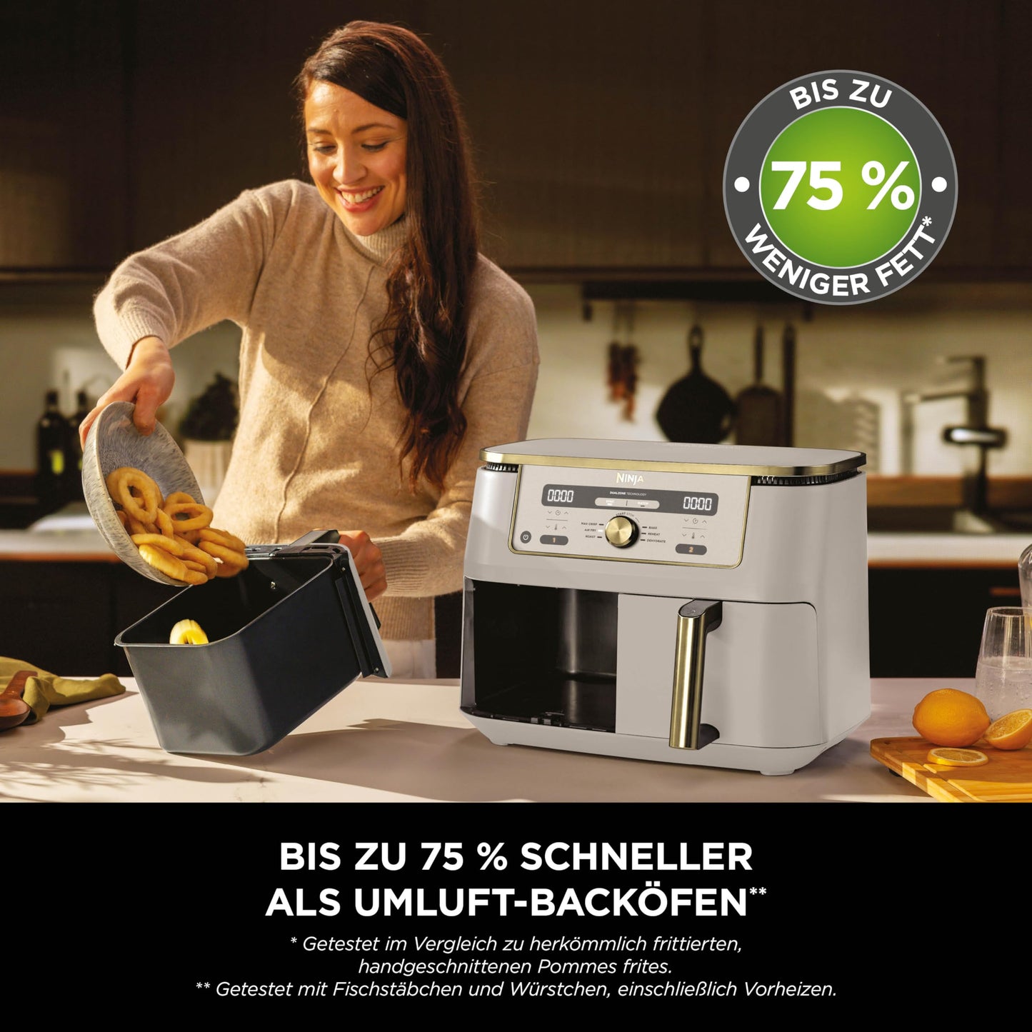 Ninja Foodi Dual Zone Heißluftfritteuse, 2 Schubladen, 6-in-1, 9,5L, Heißluft-Frittieren, Max Crisp, Braten
